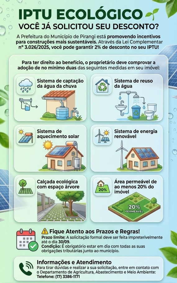 IPTU ECOLÓGICO: Você já solicitou seu desconto?